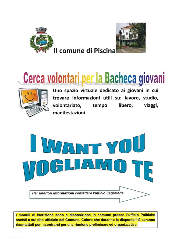 BACHECA GIOVANI - RICERCA VOLONTARI