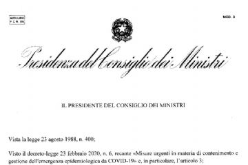 D.P.C.M. del 04.03.2020