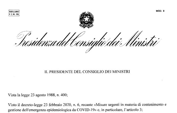 D.P.C.M. del 04.03.2020