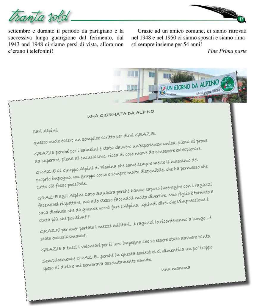 La lettera di ringraziamento